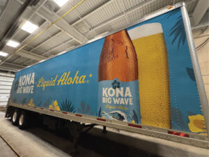 Kona Big Wave beer trailer advertisement