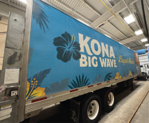 Blue Kona Big Wave truck trailer